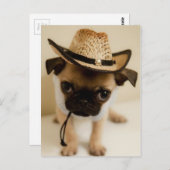 De Cowboy Pug Puppy Briefkaart (Voorkant / Achterkant)