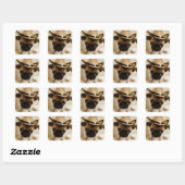 De Cowboy Pug Puppy Vierkante Sticker (Vel)