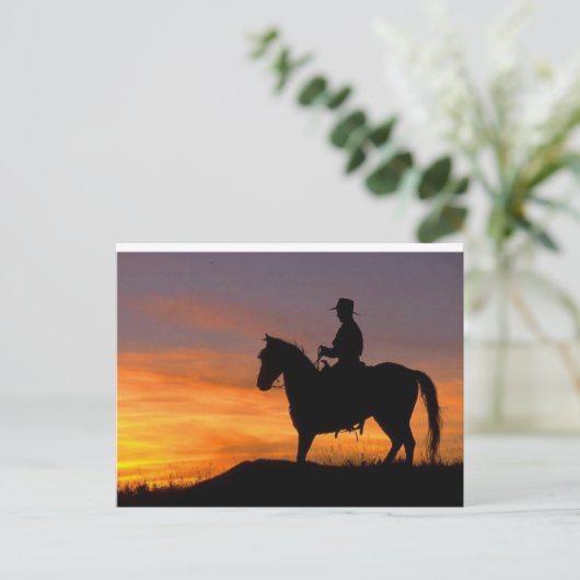 De Cowboy van de zonsondergang Briefkaart (Staand voorkant)