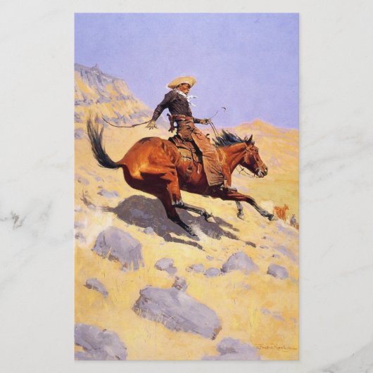 De Cowboy (van Frederic Remington) Briefpapier (Voorkant)