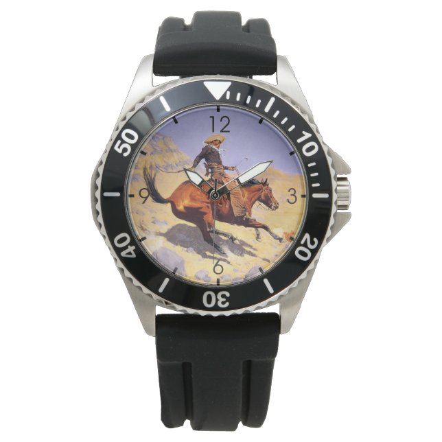 De Cowboy (van Frederic Remington) Horloge (Voorkant)