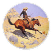 De Cowboy (van Frederic Remington) Keramische Knop (Voorkant)