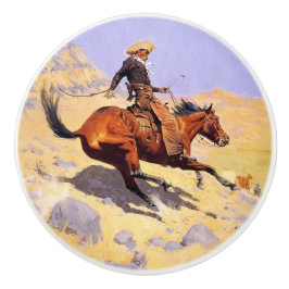 De Cowboy (van Frederic Remington) Keramische Knop
