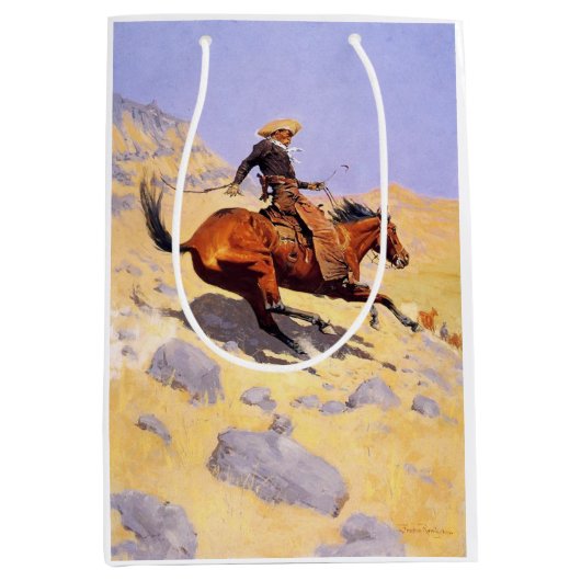 De Cowboy (van Frederic Remington) Medium Cadeauzakje (Voorkant)