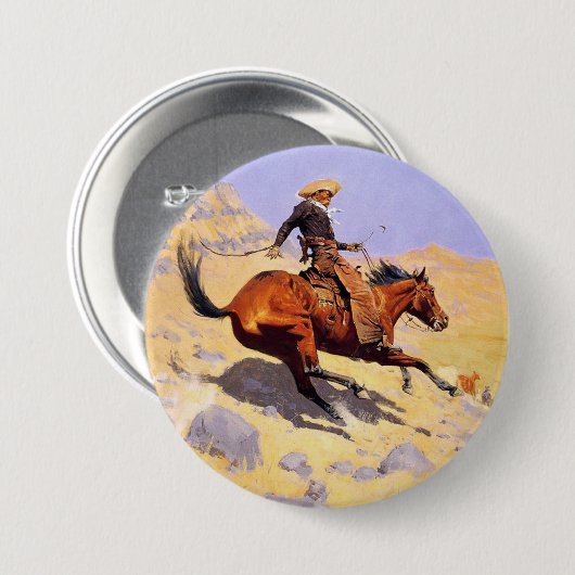 De Cowboy (van Frederic Remington) Ronde Button 7,6 Cm (Voorkant /achterkant)