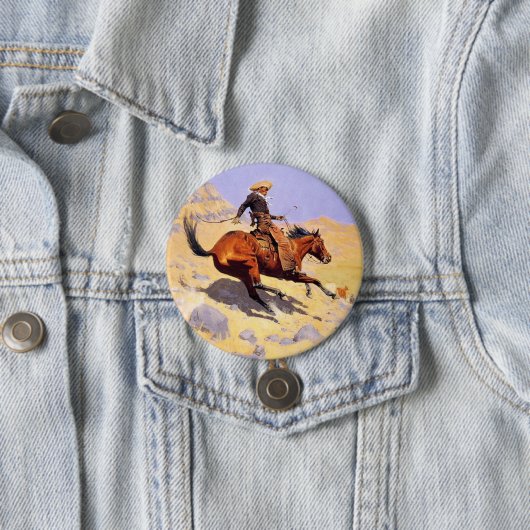 De Cowboy (van Frederic Remington) Ronde Button 7,6 Cm (In situ)
