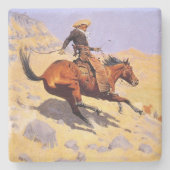 De Cowboy (van Frederic Remington) Stenen Onderzetter (Voorkant)