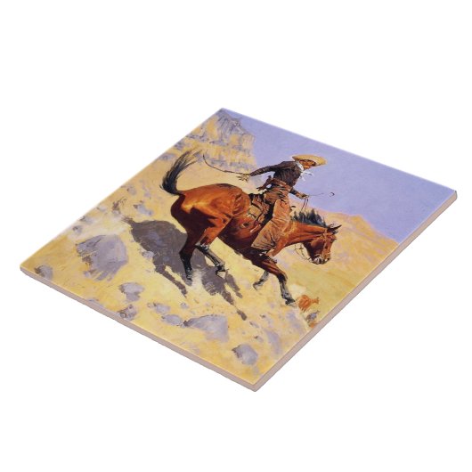 De Cowboy (van Frederic Remington) Tegeltje (Zijkant)