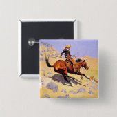De Cowboy (van Frederic Remington) Vierkante Button 5,1 Cm (Voorkant /achterkant)