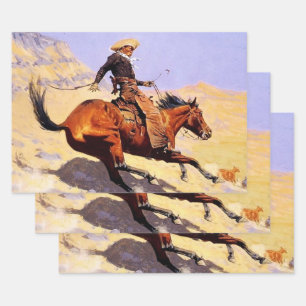 De Cowboy Westerne kunst van Frederic Remington Inpakpapier Vel