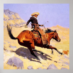 De Cowboy Westerne kunst van Frederic Remington Poster