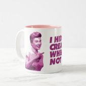 'De Creamer verbergen' - KoffeeKat Tweekleurige Koffiemok (Voorkant links)