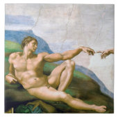 De creatie van Adam (detail), Michelangelo Tegeltje (Voorkant)