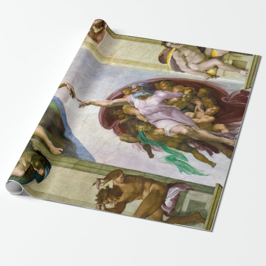 De creatie van Adam door Michelangelo Cadeaupapier (Uitgerold)