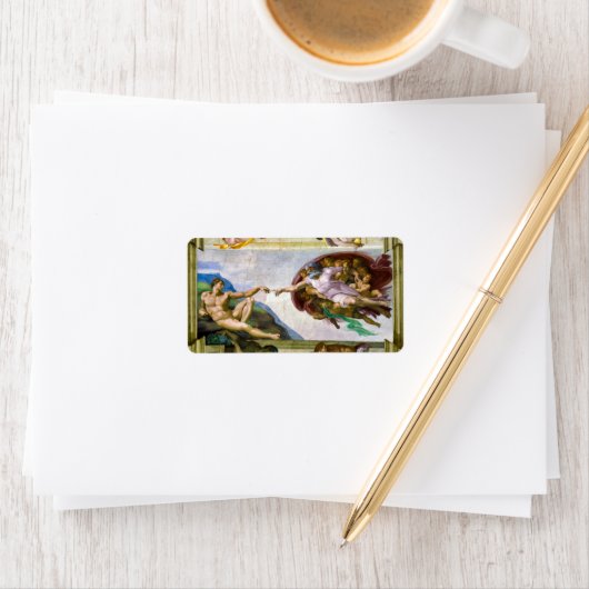 De creatie van Adam door Michelangelo Etiket (Insitu)
