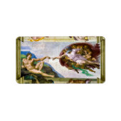 De creatie van Adam door Michelangelo Etiket (Voorkant)