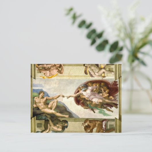 De creatie van Adam door Michelangelo Fine Art Briefkaart (Staand voorkant)