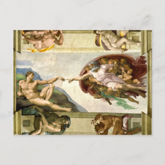 De creatie van Adam door Michelangelo Fine Art Briefkaart (Voorkant)