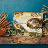 De creatie van Adam door Michelangelo Fine Art Fotoplaat (Zijkant)