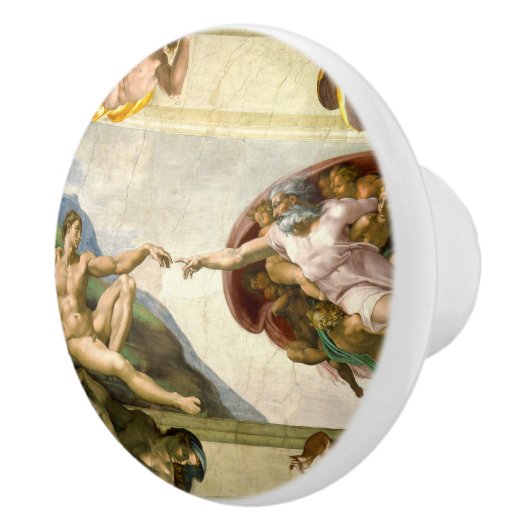 De creatie van Adam door Michelangelo Fine Art Keramische Knop (Rechts)