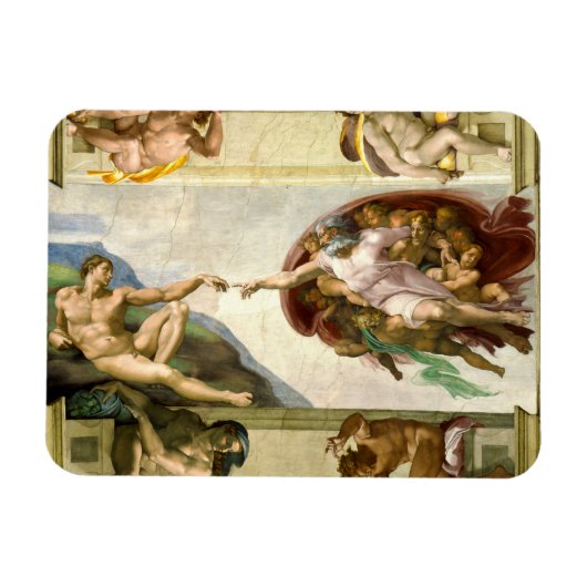De creatie van Adam door Michelangelo Fine Art Magneet (Horizontaal)