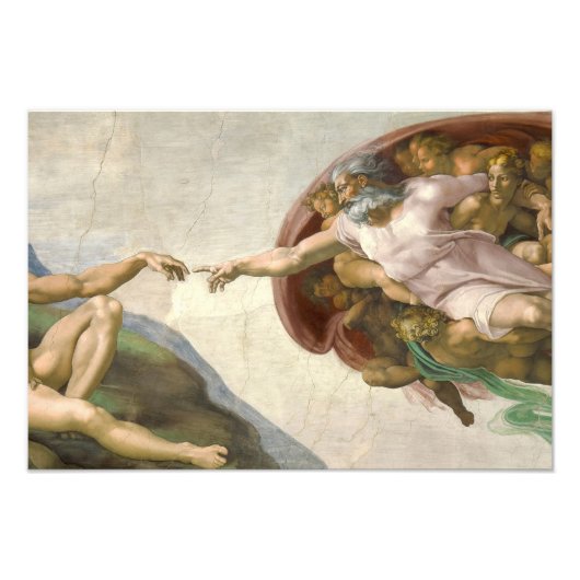 De creatie van Adam door Michelangelo Foto Afdruk (Voorkant)