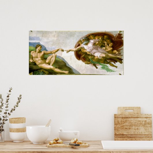 De creatie van Adam door Michelangelo Poster (Keuken)