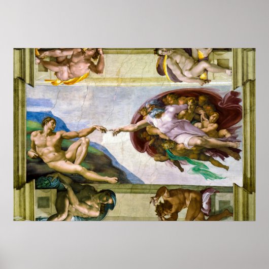 De creatie van Adam door Michelangelo Poster (Voorkant)