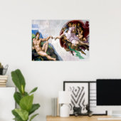 De creatie van Adam door Michelangelo Poster (Thuiskantoor)