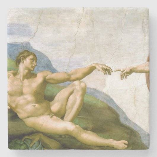 De creatie van Adam door Michelangelo Stenen Onderzetter (Voorkant)
