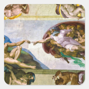 De creatie van Adam door Michelangelo Vierkante Sticker