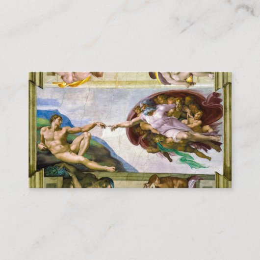 De creatie van Adam door Michelangelo Visitekaartje (Voorkant)