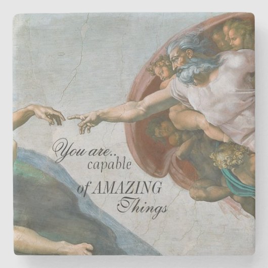 De creatie van Adam Michael Angelo Marble Onderzet Stenen Onderzetter (Voorkant)