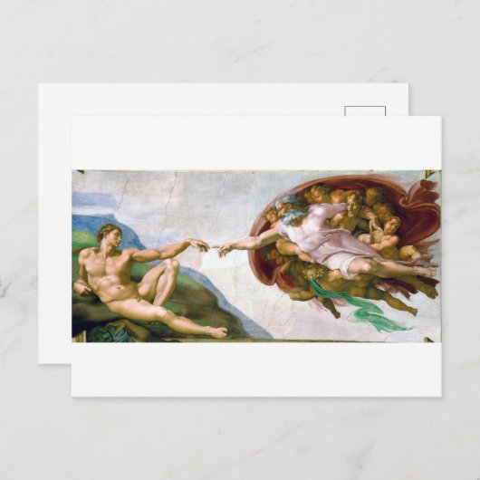 De creatie van Adam, Michelangelo, 1508-1512 Briefkaart (Voorkant / Achterkant)
