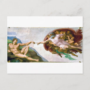 De creatie van Adam, Michelangelo, 1508-1512 Briefkaart
