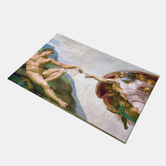 De creatie van Adam, Michelangelo, 1508-1512 Deurmat (Schuin)