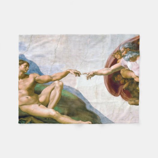 De creatie van Adam, Michelangelo, 1508-1512 Fleece Deken (Voorkant (Horizontaal))