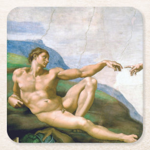 De creatie van Adam, Michelangelo, 1508-1512 Kartonnen Onderzetters