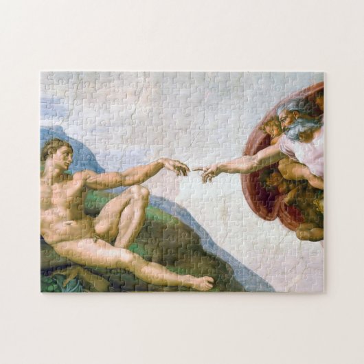 De creatie van Adam, Michelangelo, 1508-1512 Legpuzzel (Horizontaal)