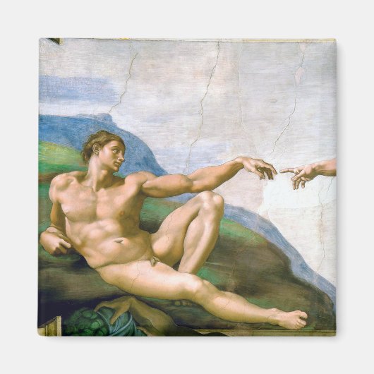 De creatie van Adam, Michelangelo, 1508-1512 Magneet (Voorkant)