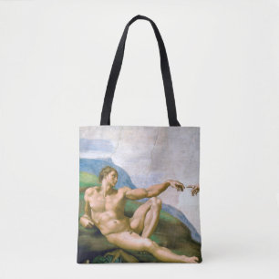 De creatie van Adam, Michelangelo, 1508-1512 Tote Bag