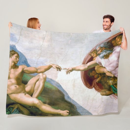 De creatie van Adam, Michelangelo Fleece Deken (In situ)