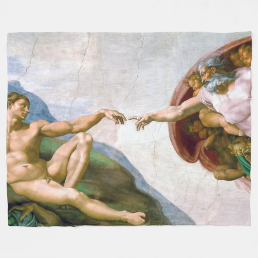 De creatie van Adam, Michelangelo Fleece Deken (Voorkant (Horizontaal))