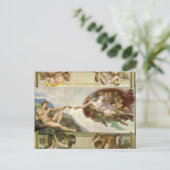 De creatie van Adam, Sistine Chapel, Michelangelo Briefkaart (Staand voorkant)