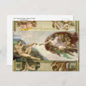 De creatie van Adam, Sistine Chapel, Michelangelo Briefkaart (Voorkant / Achterkant)