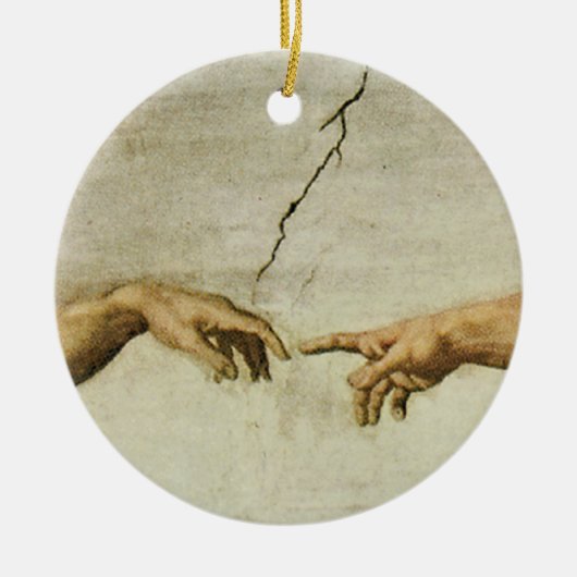 De creatie van Adam sluit detail op Keramisch Ornament (Voorkant)