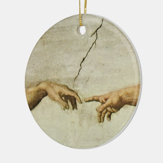 De creatie van Adam sluit detail op Keramisch Ornament (Links)
