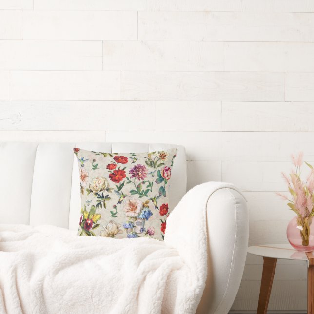 De creatie van de Floral-Waterverf Victoriaans-Era Kussen (Bank)