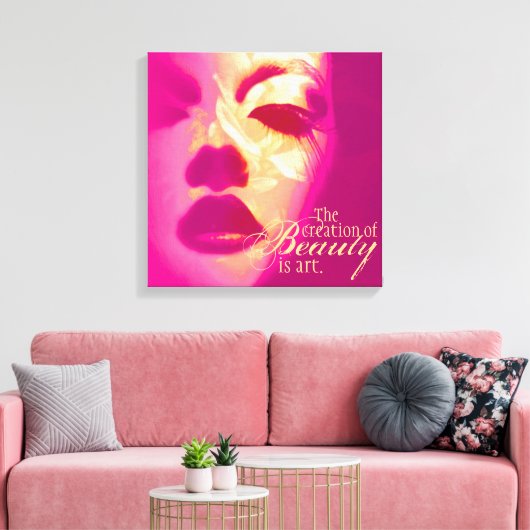 "De creatie van schoonheid is een kunstschilderij" Canvas Afdruk (Insitu (Woonkamer))