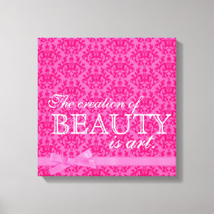 "De creatie van schoonheid is kunst" roze strik da Canvas Afdruk